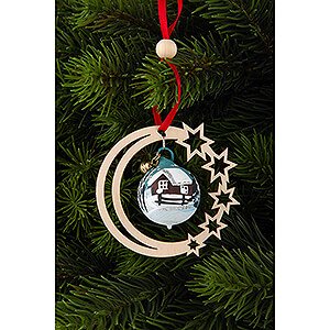 Tree ornaments Misc. Tree Ornaments Tree Ornament - Glass Bauble in Starry Moon - Snowy Cottage - 3 pcs. - 7 cm / 2.8 inch