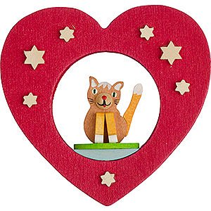 Tree ornaments Misc. Tree Ornaments Tree Ornament - Heart with Cat - 7 cm / 2.8 inch