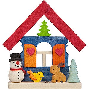 Tree ornaments Snowmen Tree Ornament - House Snowman with Animals - 7,4 cm / 2.9 inch