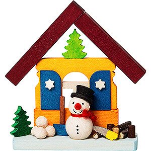 Tree ornaments Snowmen Tree Ornament - House Snowman with Wood Pile - 7,4 cm / 2.9 inch