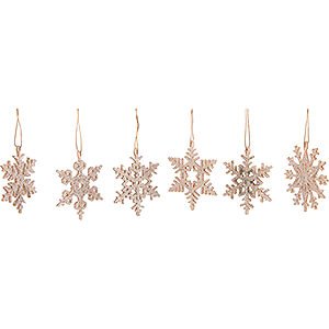 Tree ornaments Winterly Tree Ornament - Icecrystal with Glitter  - Set of 6 - 6 cm / 2.4 inch