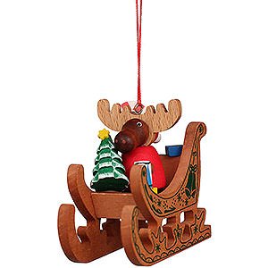 Tree ornaments Santa Claus Tree Ornament - Moose Santa in Sledge - 6,6 cm / 2.6 inch