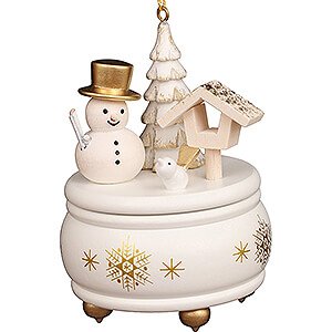 Tree ornaments Snowmen Tree Ornament - Music Box White with Snowman - 7,7 cm / 3 inch