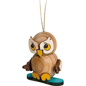 Tree ornaments Winterly Tree Ornament - Owl Child with Snowboard - 4 cm / 1.6 inch