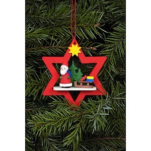 Tree ornaments Santa Claus Tree Ornament - Santa Claus in Red Star - 6,8 / 7,8 cm - 3x3 inch