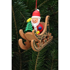 Tree ornaments Santa Claus Tree Ornament - Santa Claus in Sleigh - 7,5x7,1 cm / 3x3 inch