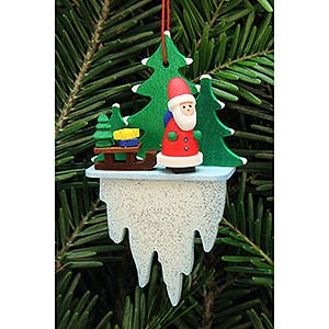 Tree ornaments Santa Claus Tree Ornament - Santa Claus with Sleigh on Icicle - 5,5x8,8 cm / 2.2x3.4 inch