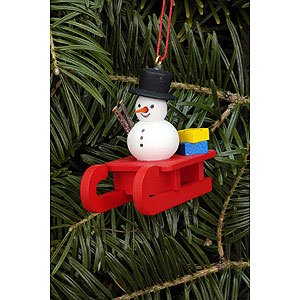 Tree ornaments Snowmen Tree Ornament - Sleigh with Snowman - 5,2x4,5 cm / 2.0x1.8 inch