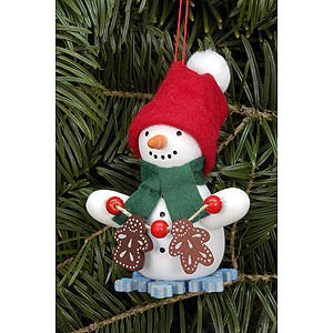Tree ornaments Snowmen Tree Ornament - Snowman with Ginger Bread - 6,0x8,0 cm / 2.4x3.1 inch