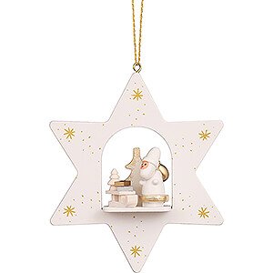 Tree ornaments Santa Claus Tree Ornament - Star White Santa with Sled - 9,6 cm / 3.8 inch