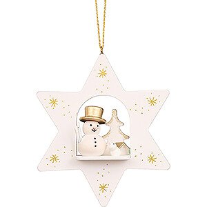 Tree ornaments Snowmen Tree Ornament - Star White with Snowman - 9,6 cm / 3.8 inch