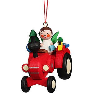 Tree ornaments Toy Design Tree Ornament Tractor with Angel - 5,7x5,1 cm / 2.3x2.0 inch