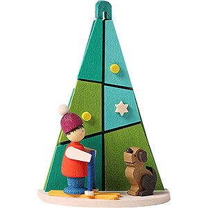 Tree ornaments Winterly Tree Ornament - Tree with Child and  Dog - 7,3 cm / 2.9 inch