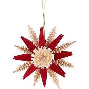 Tree ornaments Moon & Stars Tree Ornament - Wood Chip Star - Red - 7 cm / 2.8 inch
