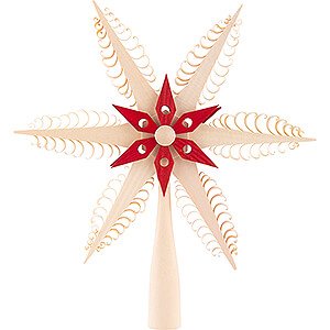 Tree ornaments All tree ornaments Tree Topper - Wood Chip Star - Natural / Red - 23 cm / 9.1 inch
