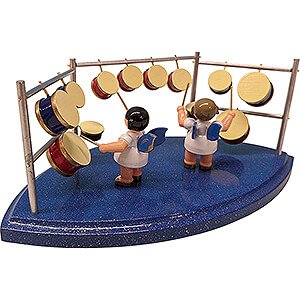 Angels Angels - blue wings - small Two Angels with Drums - Blue Wings - 8,5 cm / 3.3 inch
