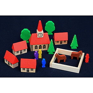 Wooden Toys Construction games Bauspiele Village With Church