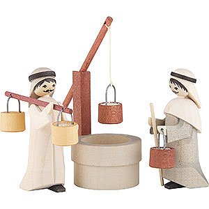 Nativity Figurines All Nativity Figurines Water Carriers with Well, Set of Three, Stained - 7 cm / 2.8 inch