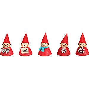 Kleine Figuren & Miniaturen Wippel-/Wackelmännchen Weihnachts-Wippel, 5er Satz - 4 cm