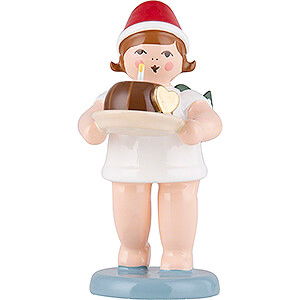Weihnachtsengel Weihnachtsengel (Ellmann) Weihnachtsengel mit Mtze und Kuchen - 6,5 cm