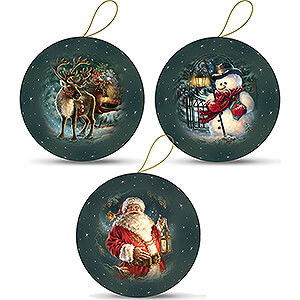 Baumschmuck Winterlich Weihnachtskugeln Dezembernchte - 3er-Set - 10 cm