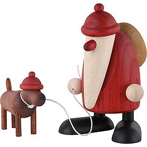 Kleine Figuren & Miniaturen Björn Köhler Weihnachtsmänner kl. Weihnachtsmann mit Dackel Waldemar - 9 cm