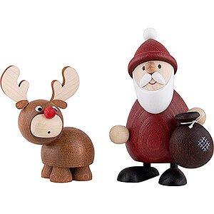 Kleine Figuren & Miniaturen Weihnachtsmann Weihnachtsmann mit Elch - 9,4 cm