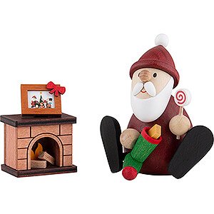 Kleine Figuren & Miniaturen Weihnachtsmann Weihnachtsmann mit Kamin - 8,5 cm