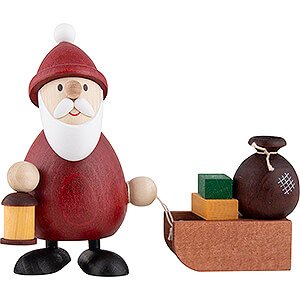 Kleine Figuren & Miniaturen Weihnachtsmann Weihnachtsmann mit Laterne und Schlitten - 9,5 cm