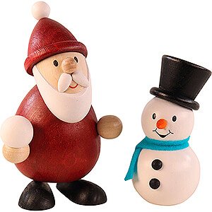 Kleine Figuren & Miniaturen Weihnachtsmann Weihnachtsmann mit Schneemann - 9,5 cm