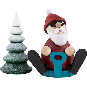 Kleine Figuren & Miniaturen Weihnachtsmann Weihnachtsmann mit Schneerutscher und verschneitem Baum - 8,3 cm