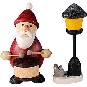 Kleine Figuren & Miniaturen Weihnachtsmann Weihnachtsmann mit Trommel und Laterne - 9,5 cm