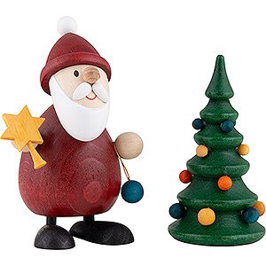 Kleine Figuren & Miniaturen Weihnachtsmann Weihnachtsmann stehend mit Weihnachtsbaum  - 9,3 cm