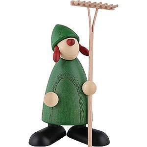 Gift Ideas Moving in Well-Wisher Hanna with Rake, Green - 9 cm / 3.5 inch
