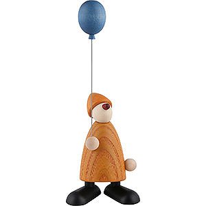 Gift Ideas Birthday Well-Wisher Linus with Blue Balloon, Yellow - 9 cm / 3.5 inch
