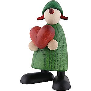Small Figures & Ornaments Björn Köhler Well-wisher Well-Wisher Thea with Heart, Green - 9 cm / 3.5 inch