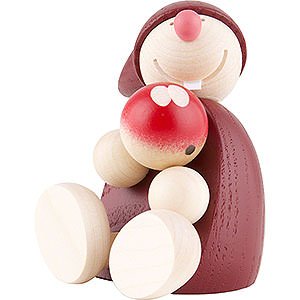 Small Figures & Ornaments Näumanns Wicht Wight with Apple, sitting - Red - 7,5 cm / 2 inch