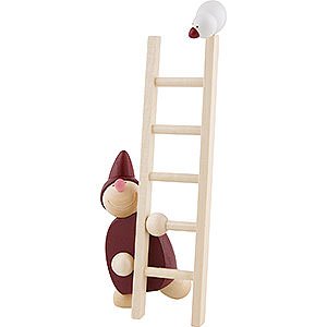 Small Figures & Ornaments Näumanns Wicht Wight with Ladder and Bird - Red - 20 cm / 8 inch