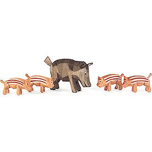 Small Figures & Ornaments everything else Wild Boar Family - 5 pieces - 4,5 cm / 1.8 inch