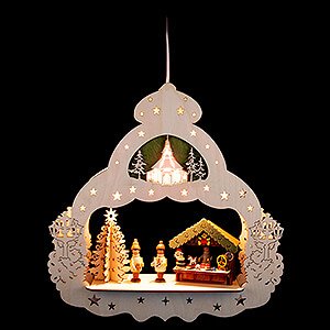 World of Light Window-Pictures Window Picture - Christmas Market - 38 cm / 15 inch