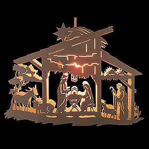 World of Light Window-Pictures Window Picture - Nativity Scene in Stable - 25 cm / 9.8 inch