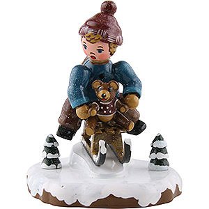 Small Figures & Ornaments Hubrig Winter Kids Winter Children Boy with Toboggan - 7 cm / 2,5 inch