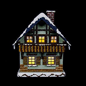 World of Light Lighted Houses Winter Children House with Balcony - 15 cm / 5,5 inch