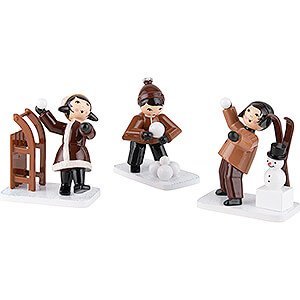 Small Figures & Ornaments ULMIK Winterchildren glazed Winter Children Snowball Kids - 3 pcs. - brown - 7 cm / 2.8 inch