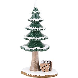 Small Figures & Ornaments Hubrig Winter Kids Winter Children Tree with Wood - 17 cm / 7 inch