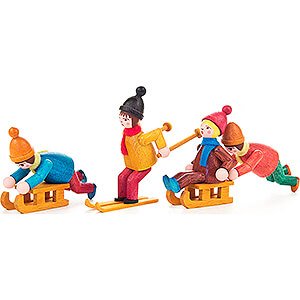 Small Figures & Ornaments everything else Winter Sports Children - coloured - 4 pcs.  - 6 cm / 2.4 inch