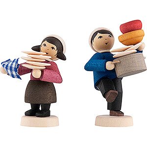 Kleine Figuren & Miniaturen ULMIK Winterkinder gebeizt Winterkinder Abwscher 2-teilig gebeizt - 7 cm