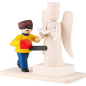 Kleine Figuren & Miniaturen ULMIK Winterkinder gebeizt Winterkinder Junge mit Schneeskulptur gebeizt - 7 cm