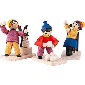 Kleine Figuren & Miniaturen ULMIK Winterkinder gebeizt Winterkinder Schneeballkinder 3-teilig gebeizt - 7 cm