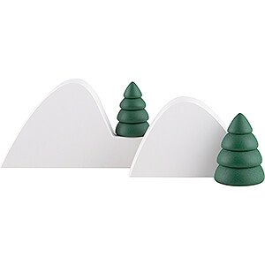 Kleine Figuren & Miniaturen Bjrn Khler Weihnachtsm. mini Winterlandschaft mit 2 halben grnen Bumen - 10 cm
